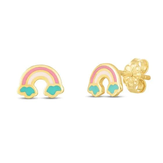 14kt Gold Rainbow Enamel Earrings