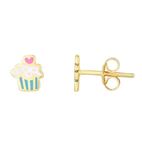 14kt Gold Cupcake Enamel Earrings