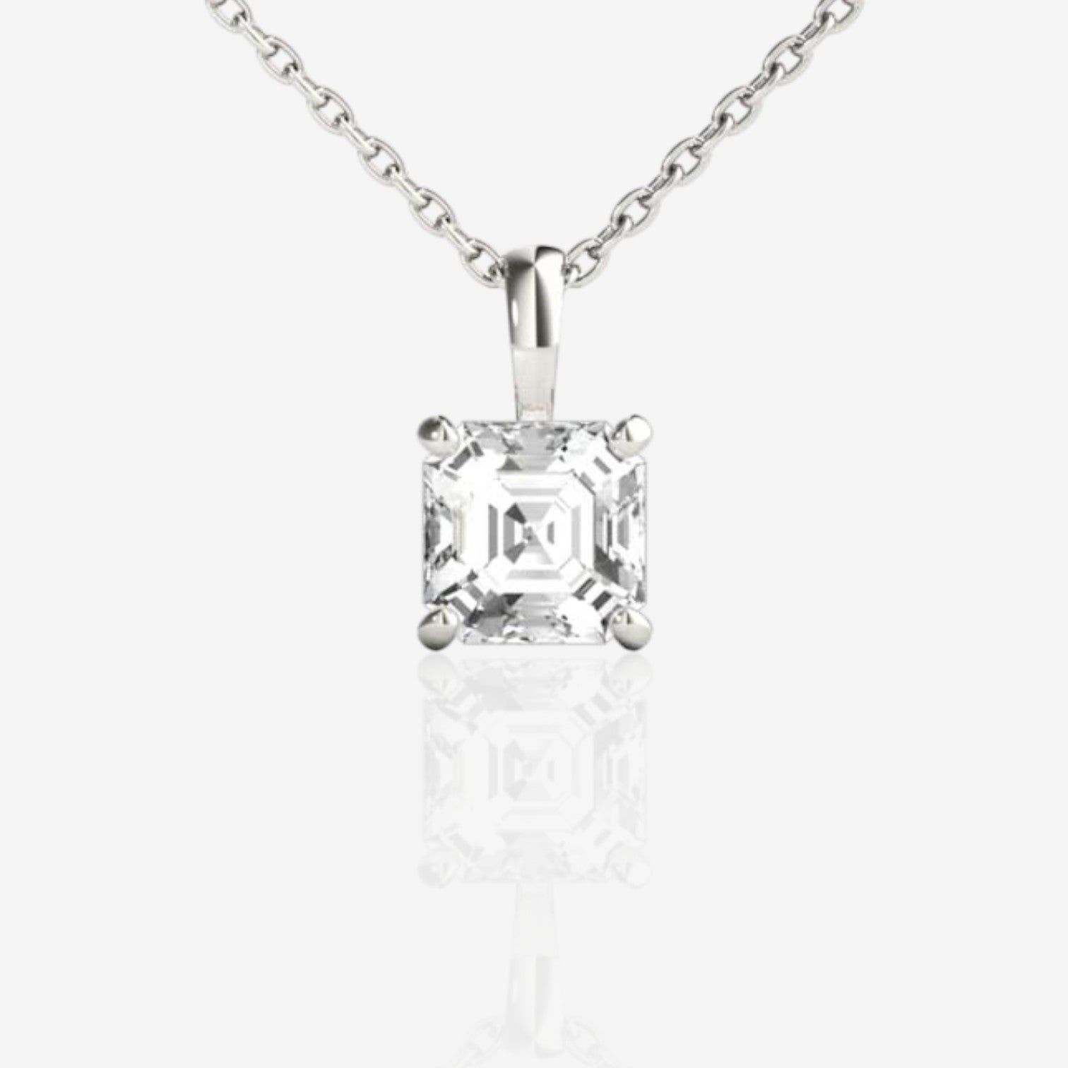 Asscher Cut Solitaire Pendant Basket