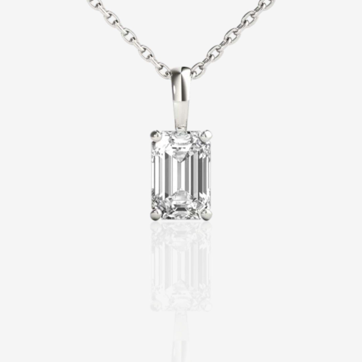 Emerald Cut Solitaire Pendant Basket