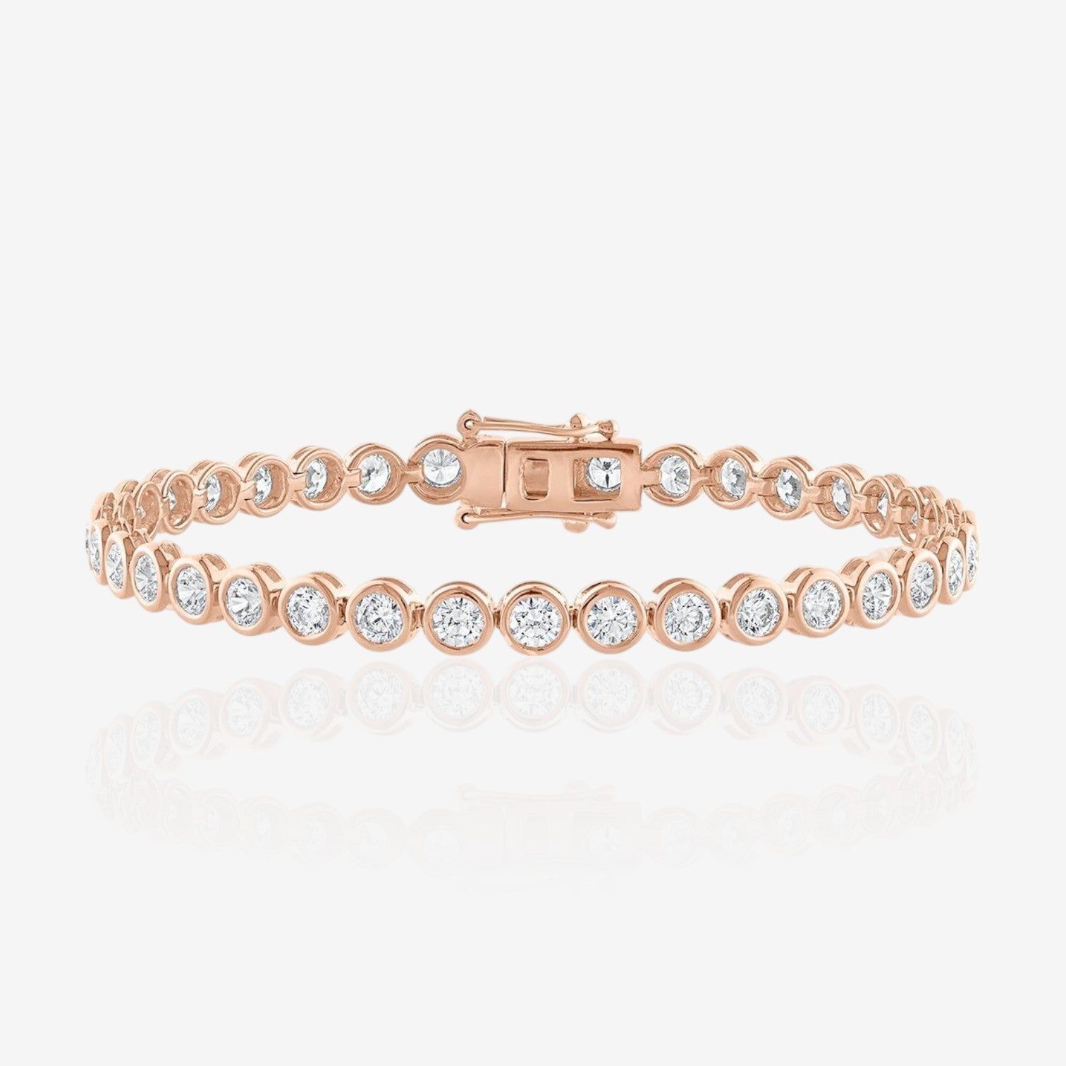 Round Bezel-Set Diamond Tennis Bracelet