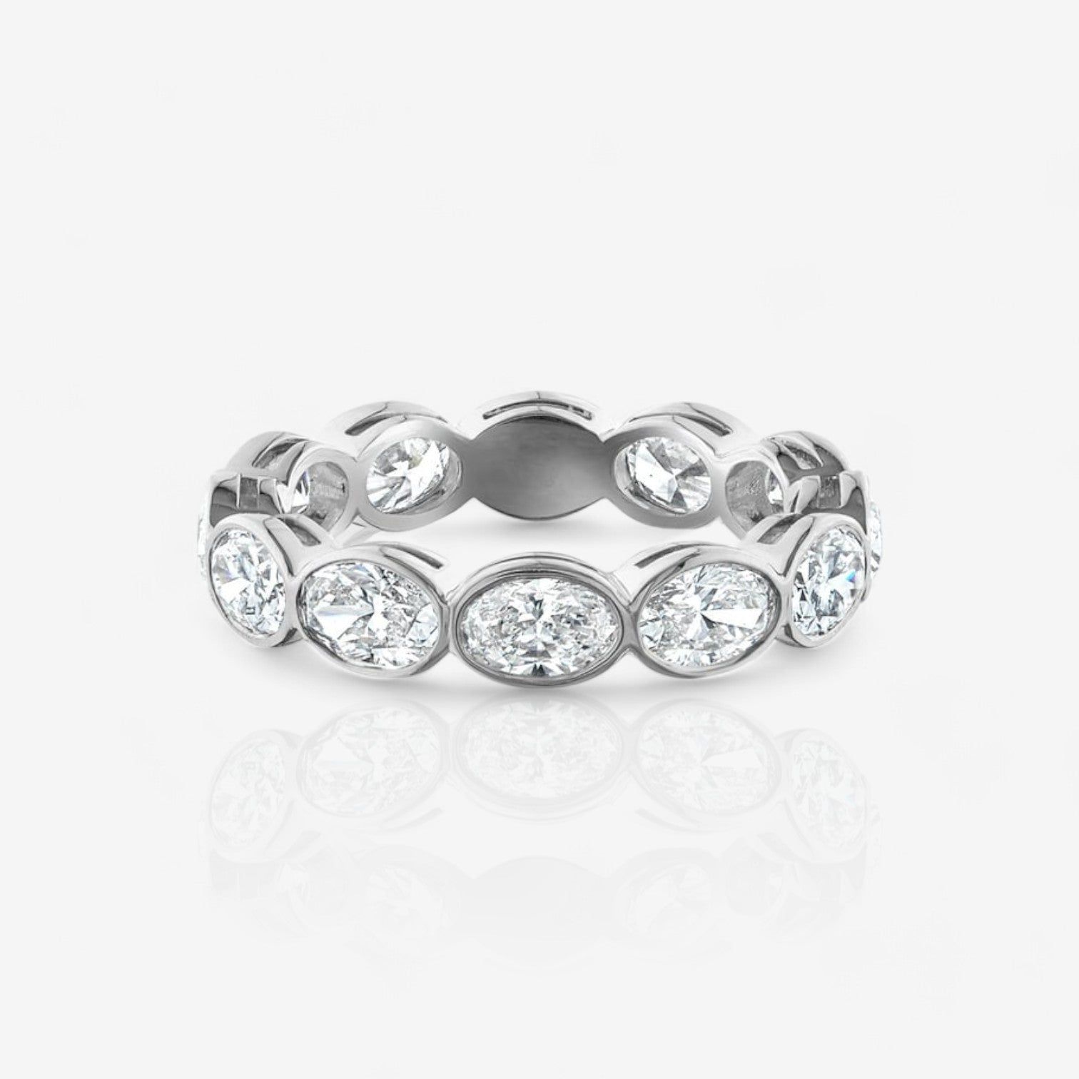 Oval-Cut Lab Diamond East-West Bezel Set Eternity Ring