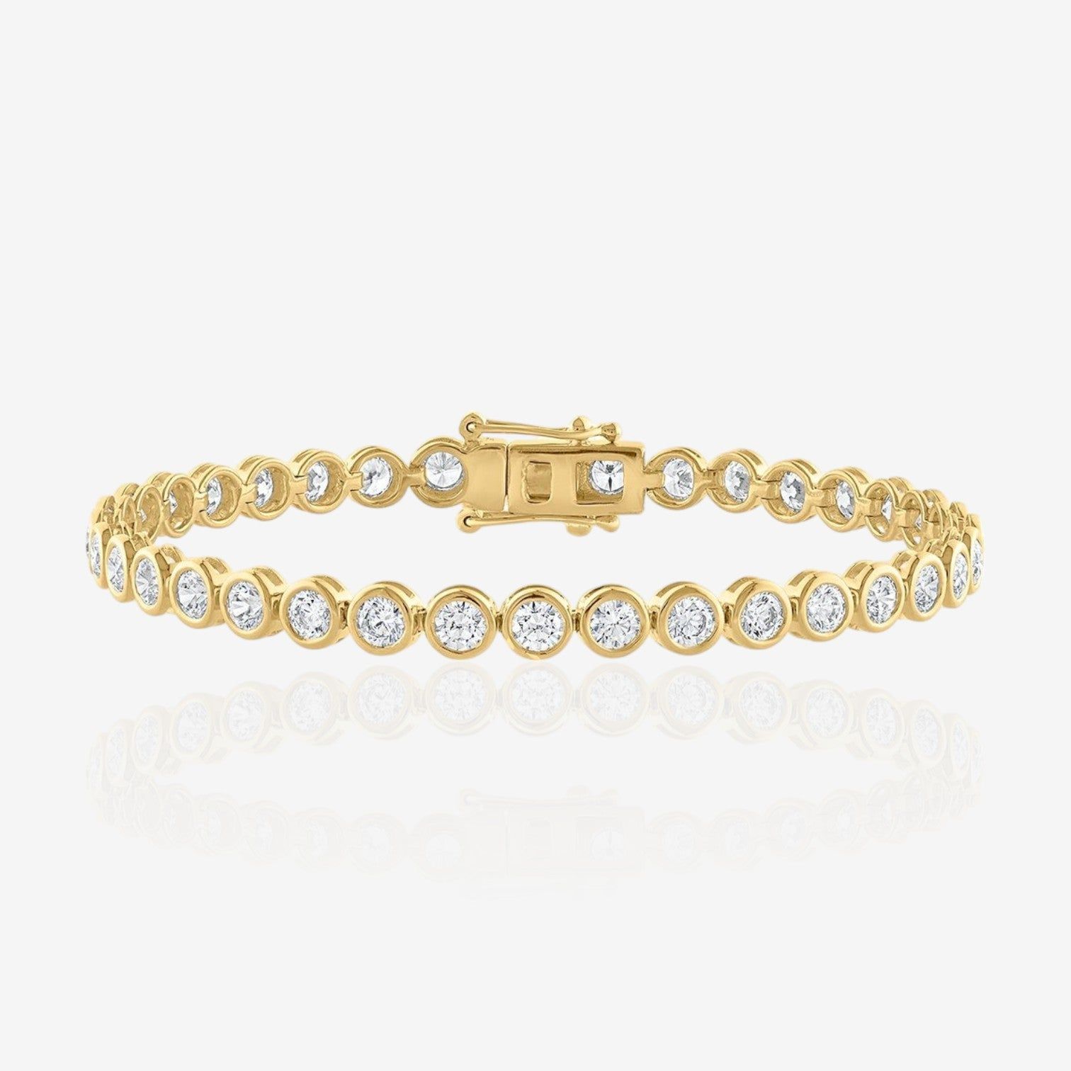 Round Bezel-Set Diamond Tennis Bracelet