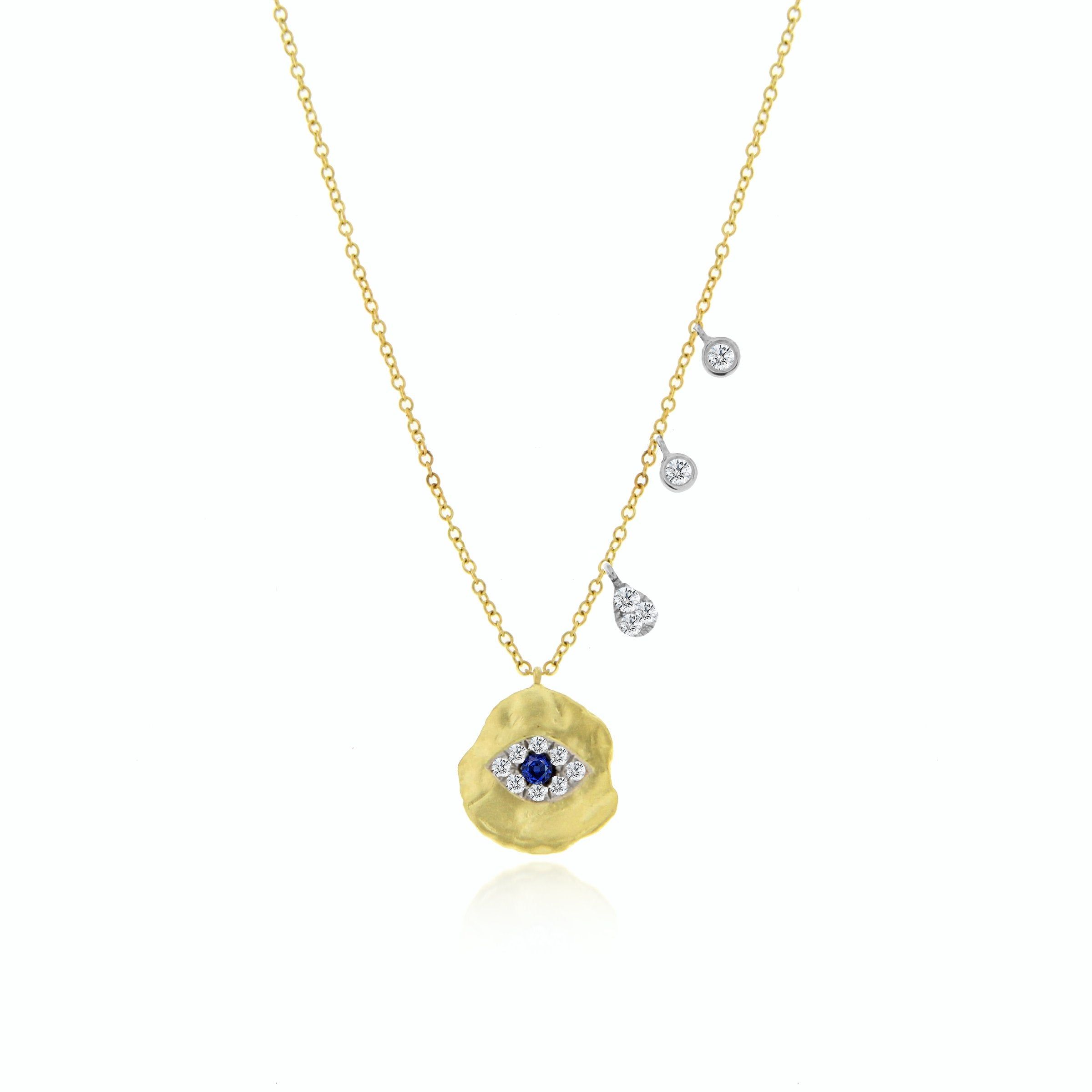 Meira T 14kt Yellow Gold 0.10 CTW Evil Eye Coin Necklace