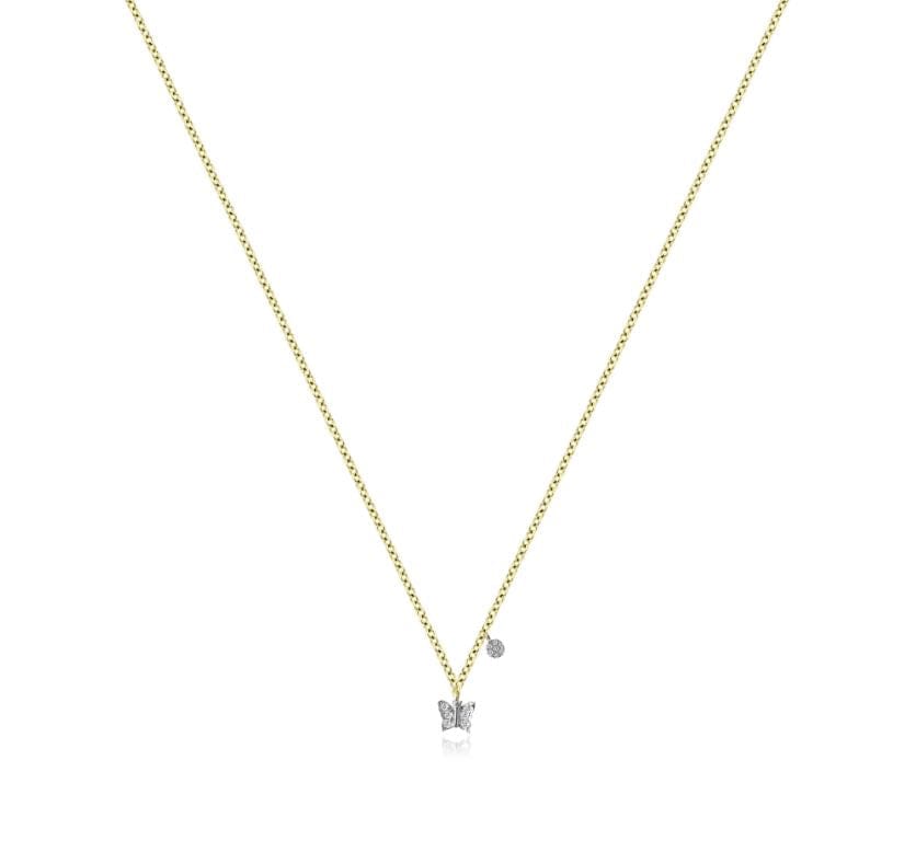 Meira T 14kt Gold 0.07 CTW Mini Butterfly Necklace