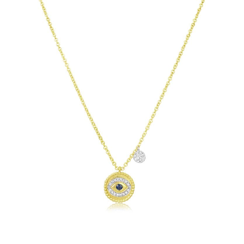 Meira T 14kt Gold 0.14 CTW Diamond & Brushed Gold Evil Eye Necklace