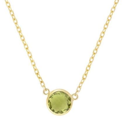 14kt Gold Peridot Solitaire Necklace