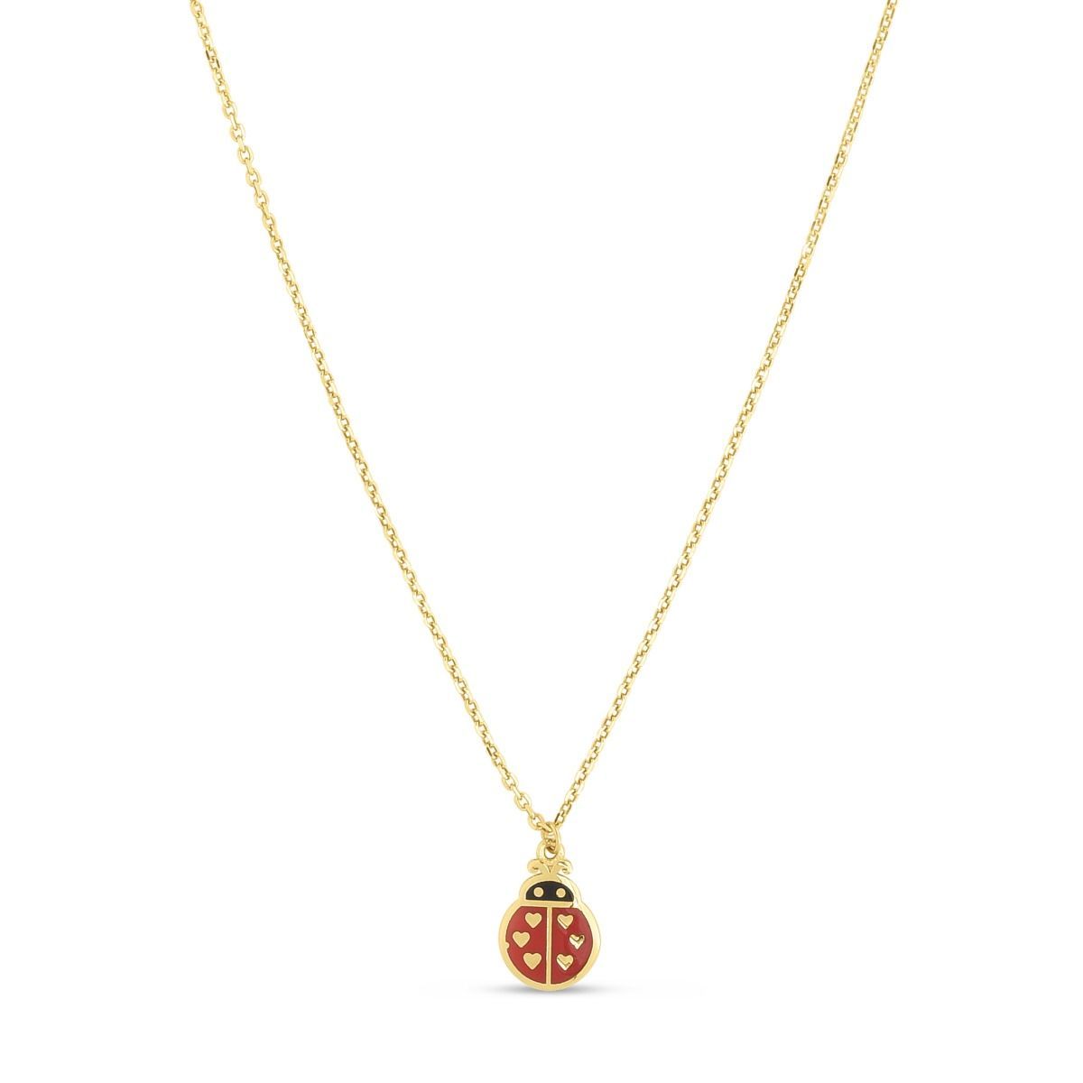 14kt Gold Ladybug Enamel Necklace