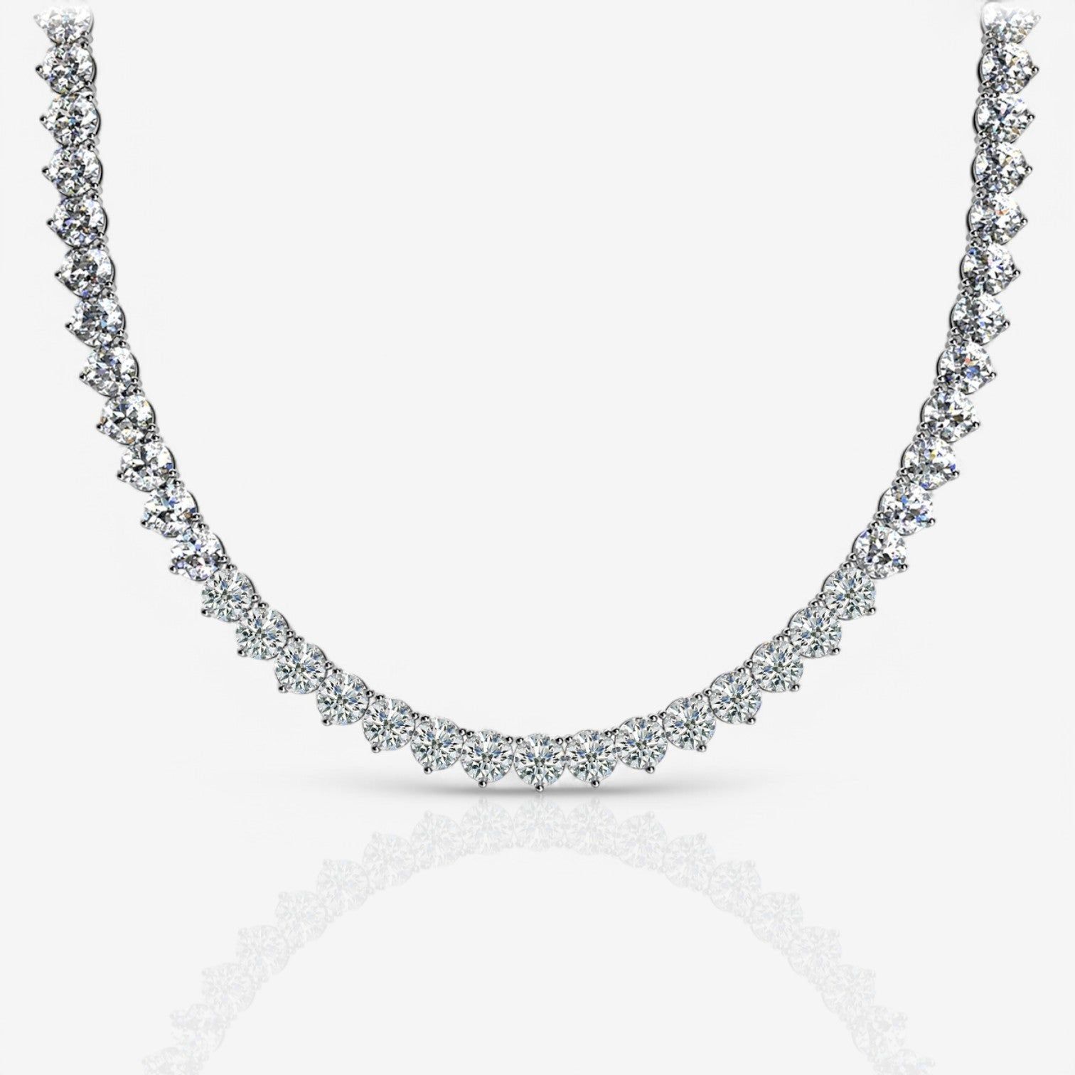 Three-Prong Lab Grown Diamond Riviera Tennis Necklace