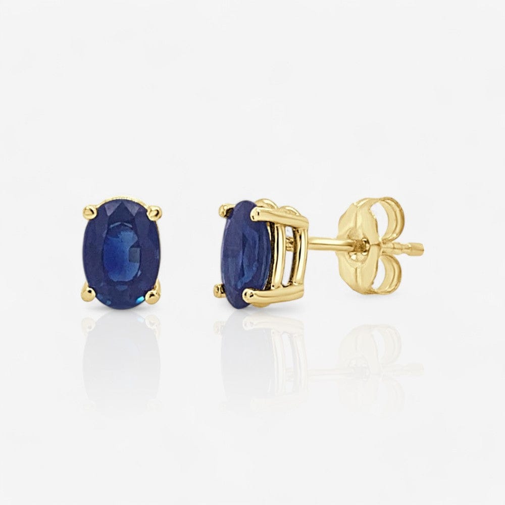 Oval-Cut Blue Sapphire Solitaire Stud Earrings