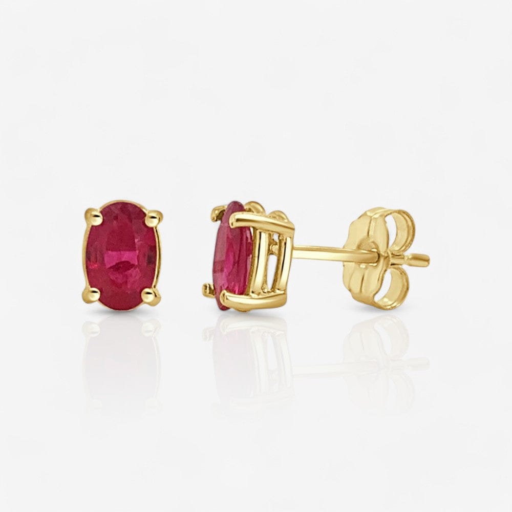 Oval-Cut Ruby Solitaire Stud Earrings