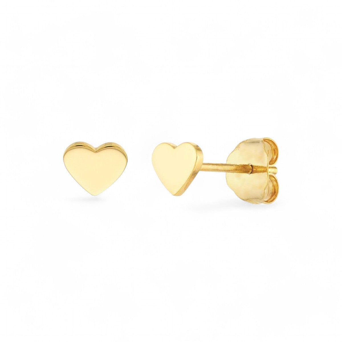 14kt Gold Flat Heart Stud Earrings