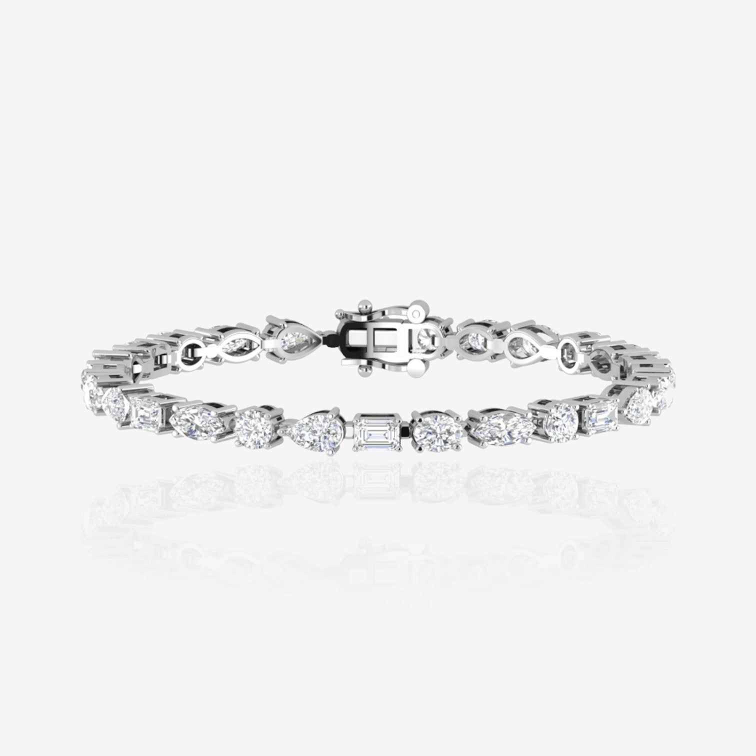 Multi Shape Prong-Set Lab Diamond Tennis Bracelet