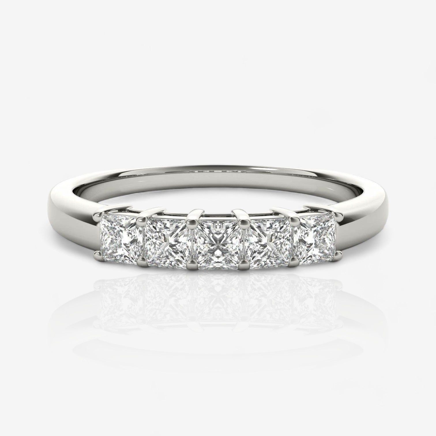 Five-Stone Princess Cut Lab Diamond Wedding Ring