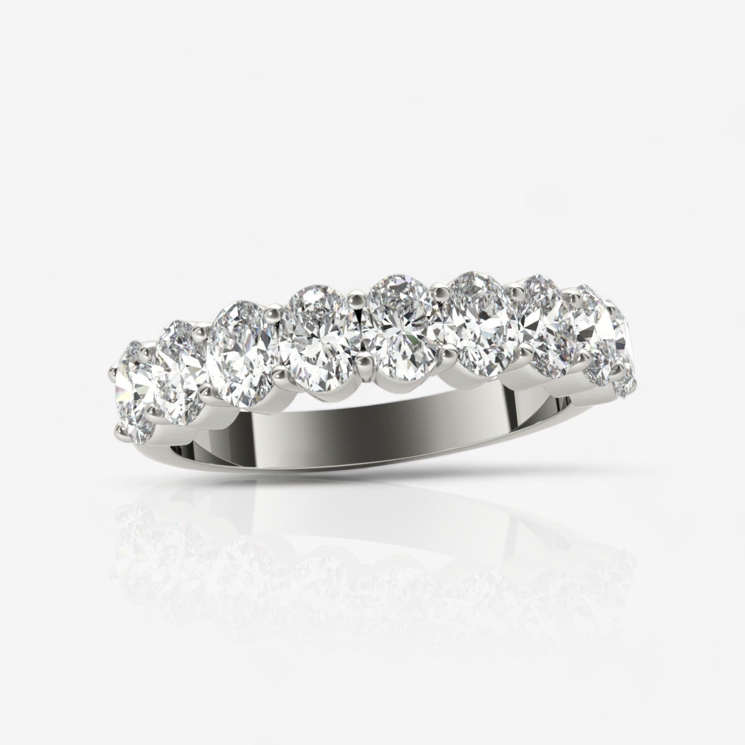 Nine-Stone Oval Diamond Wedding Ring