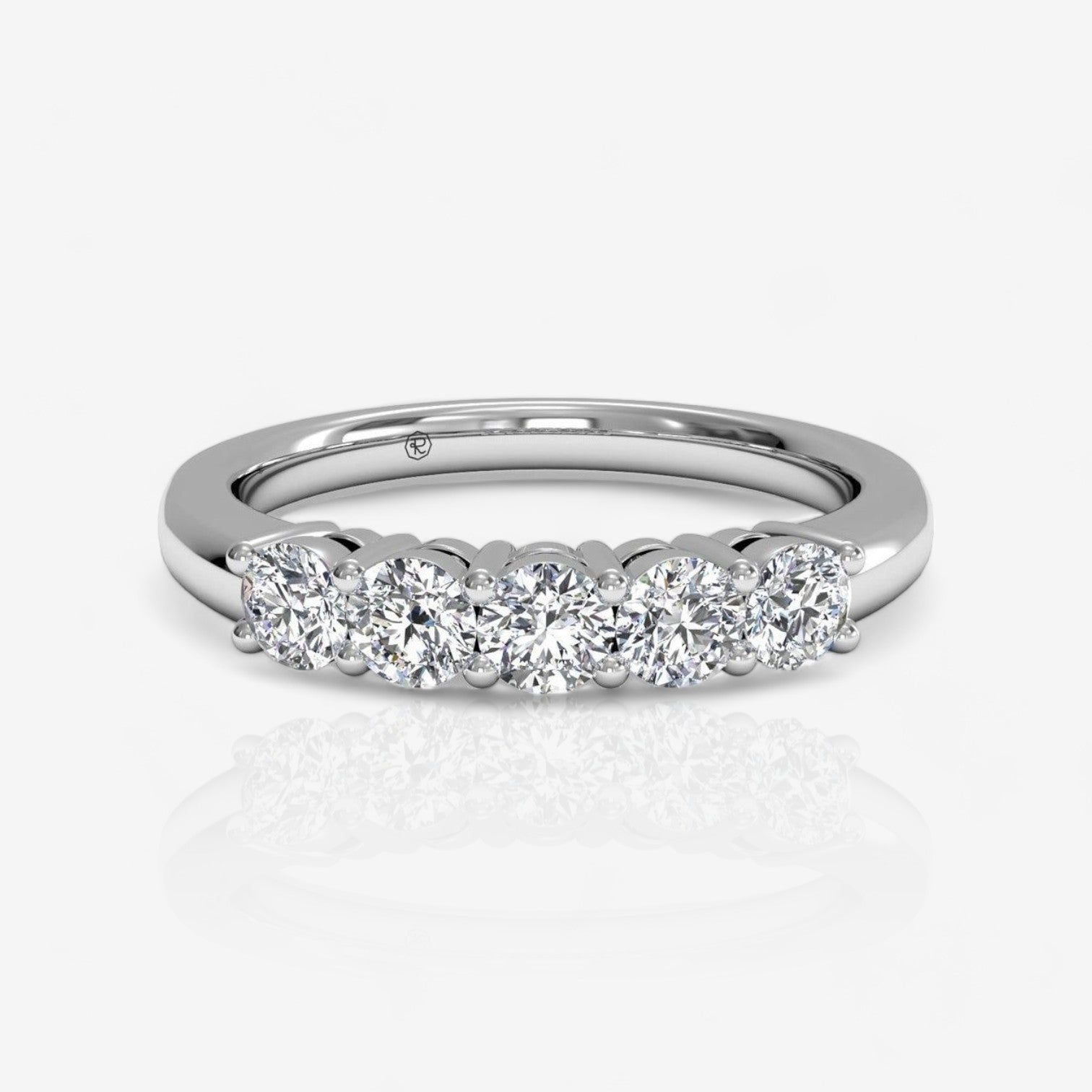 Five-Stone Round Cut Lab Diamond Wedding Ring