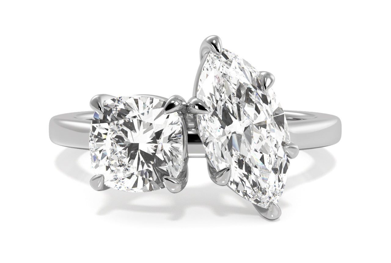 Toi et Moi Personalized Marquise & Cushion Cut Platinum Diamond Engagement Ring