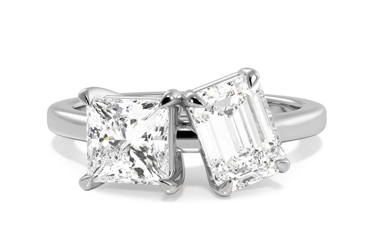 Toi et Moi Personalized Princess & Emerald Cut Platinum Diamond Engagement Ring