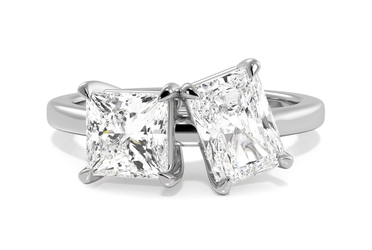 Toi et Moi Personalized Princess & Radiant Cut Platinum Diamond Engagement Ring