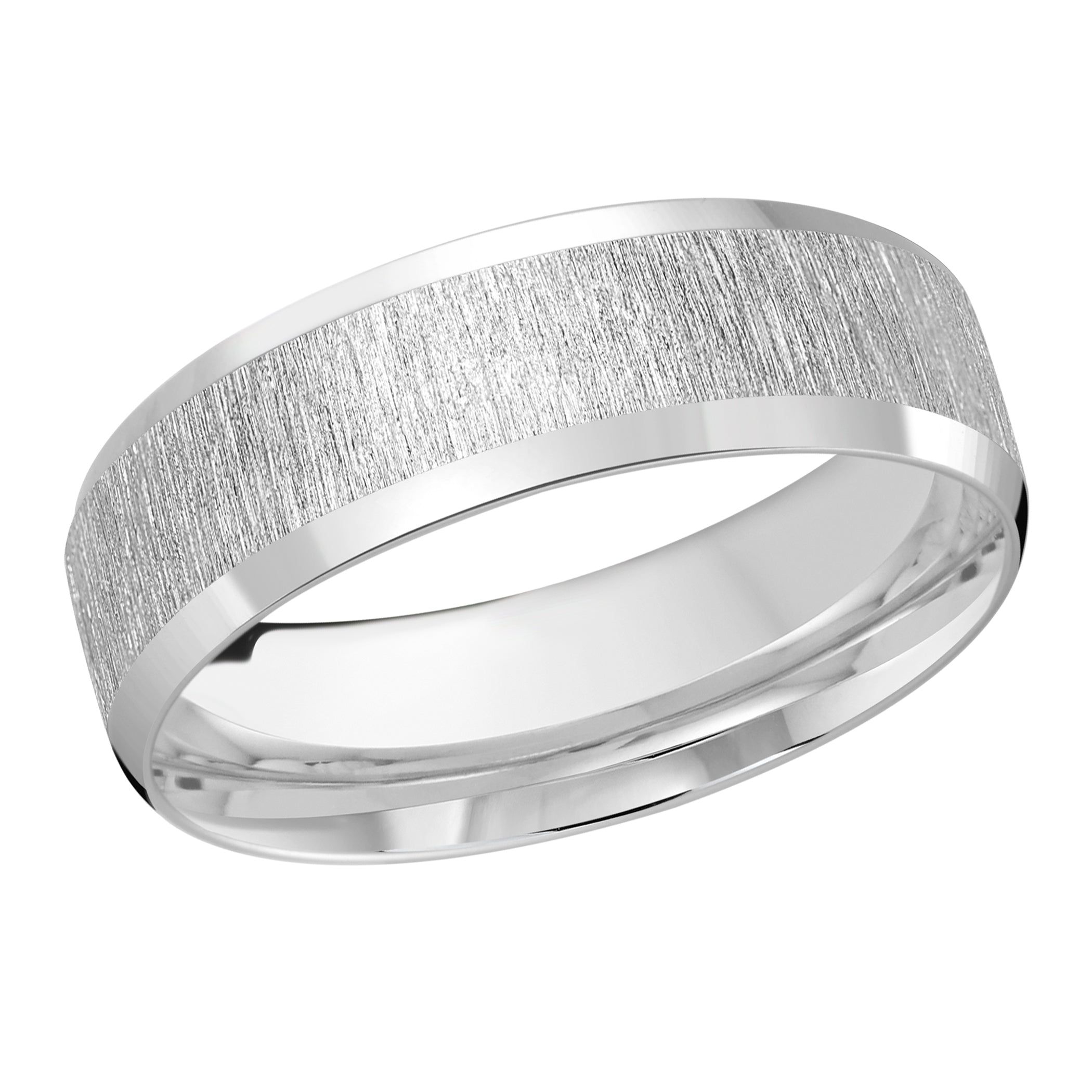 Men's 7mm Brushed-finish Beveled Edge Wedding Ring