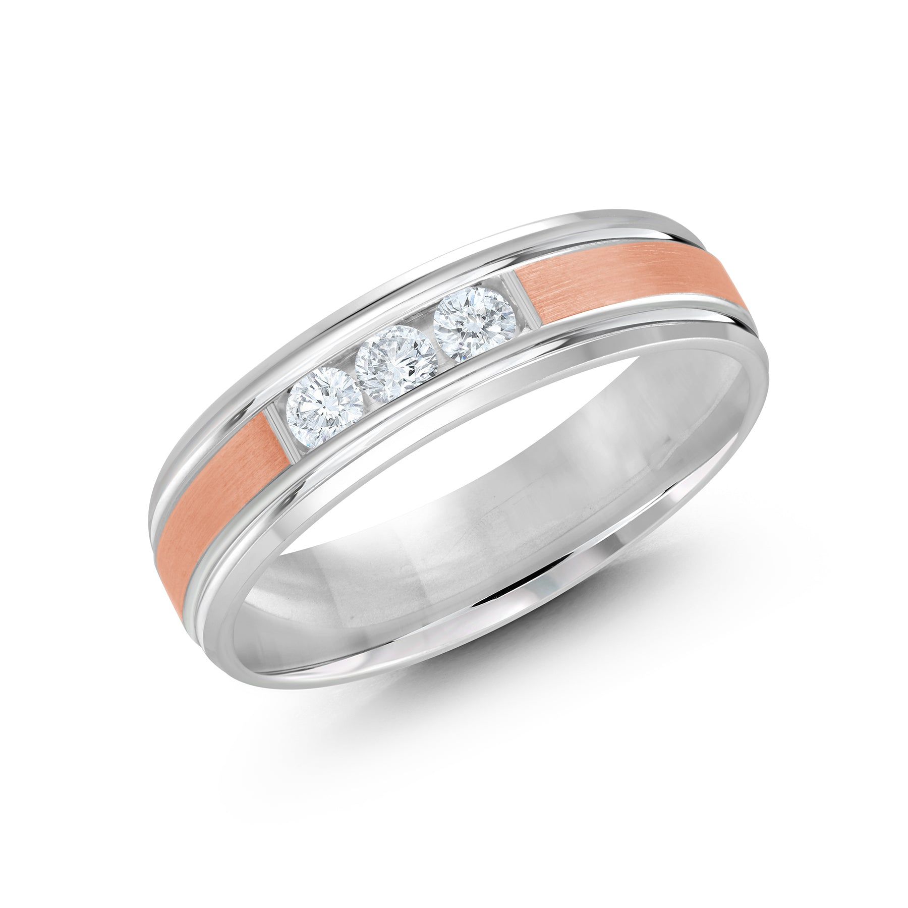 Men's 6mm 0.21 CTW Two-tone Satin-finish Diamond Wedding Ring