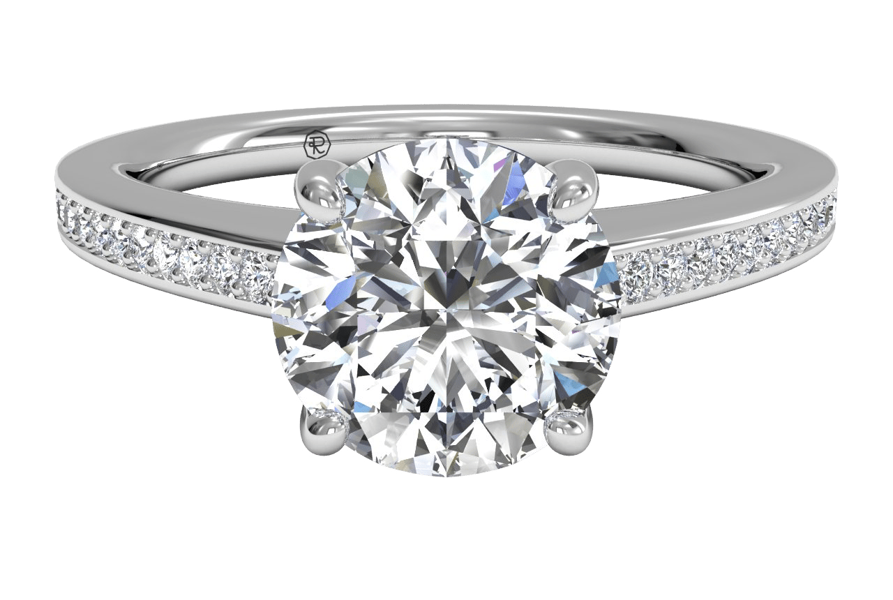 The Aurelia Round Cut 14kt White Gold Diamond Micropavé Band Engagement Ring