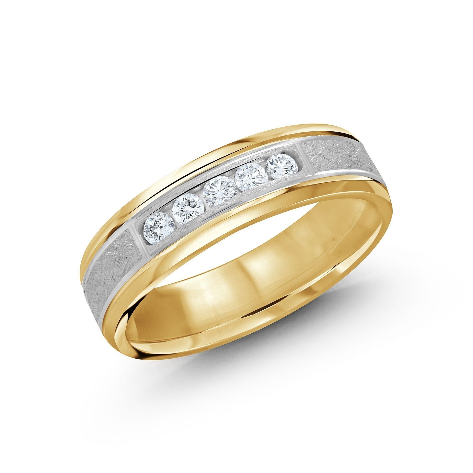 Men's 6mm 0.25 CTW Two-tone Diamond Wedding Ring