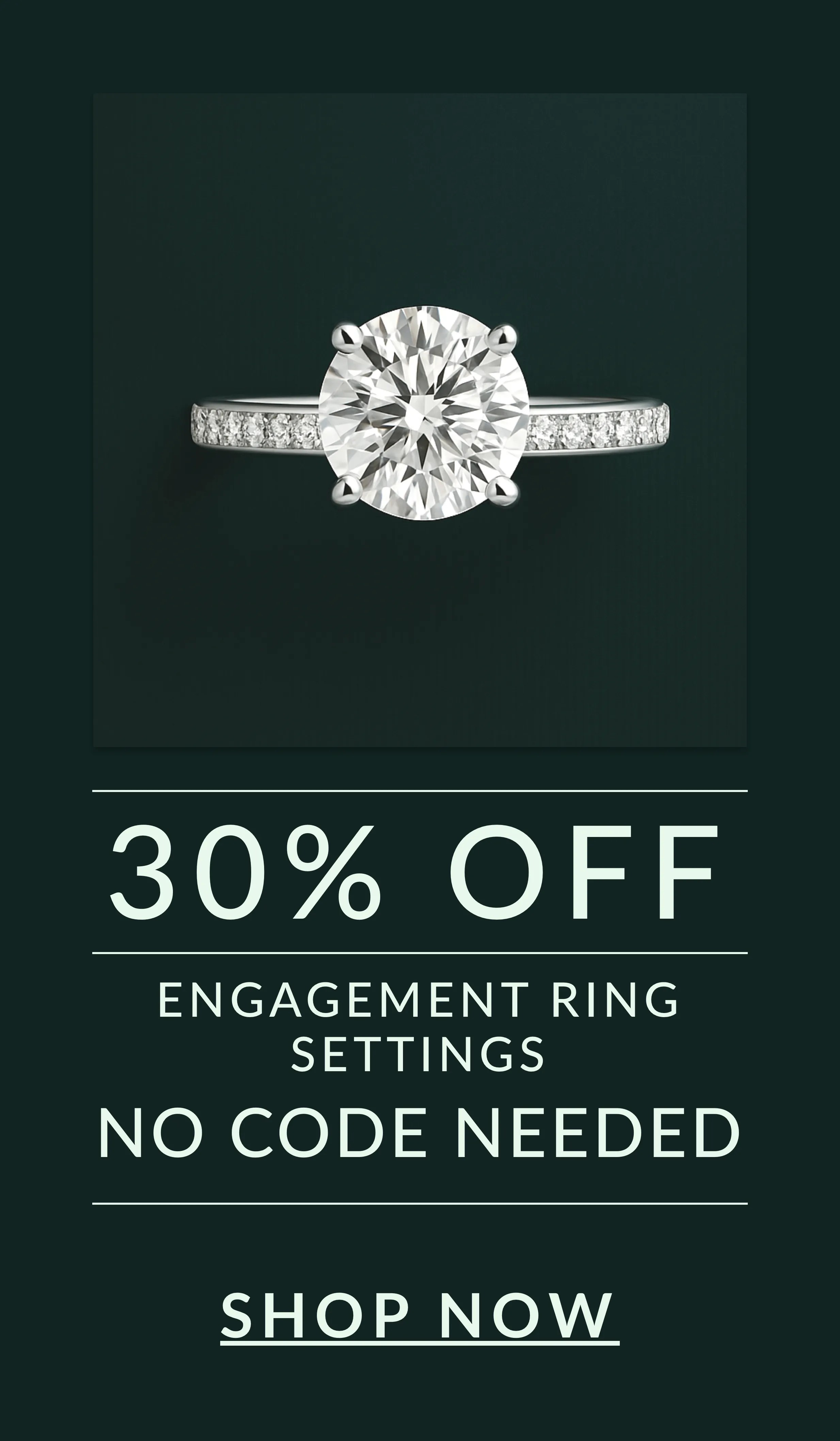 30% OFF ENGAGEMENT RING SETTINGS. Applied automatically.