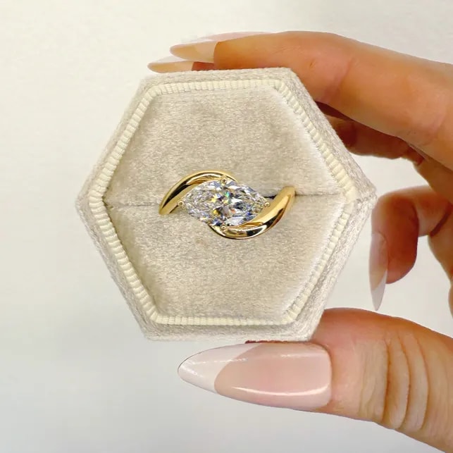 Close-up of handcrafted engagement ring