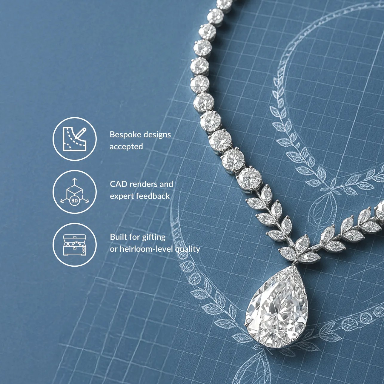 Custom Jewelry Design: Bespoke designs accepted, CAD renders and expert feedback and Built for gifting or heirloom-level quality