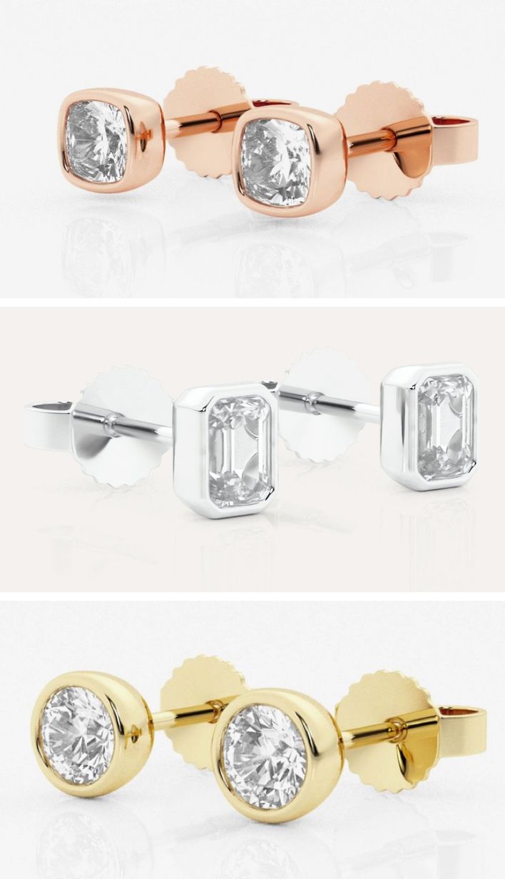 Shop Bezel Diamond Stud Earrings