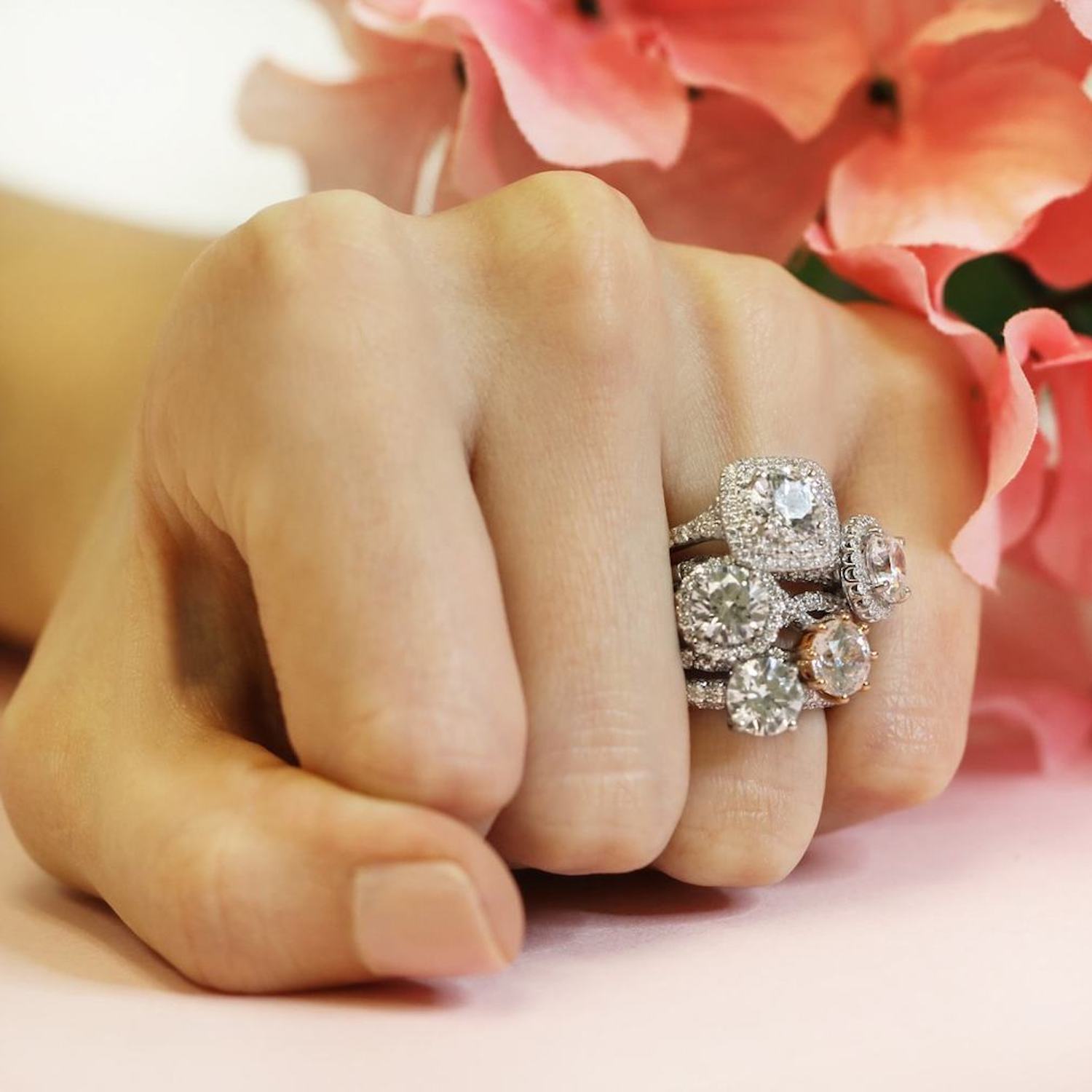 rings stacked on finger