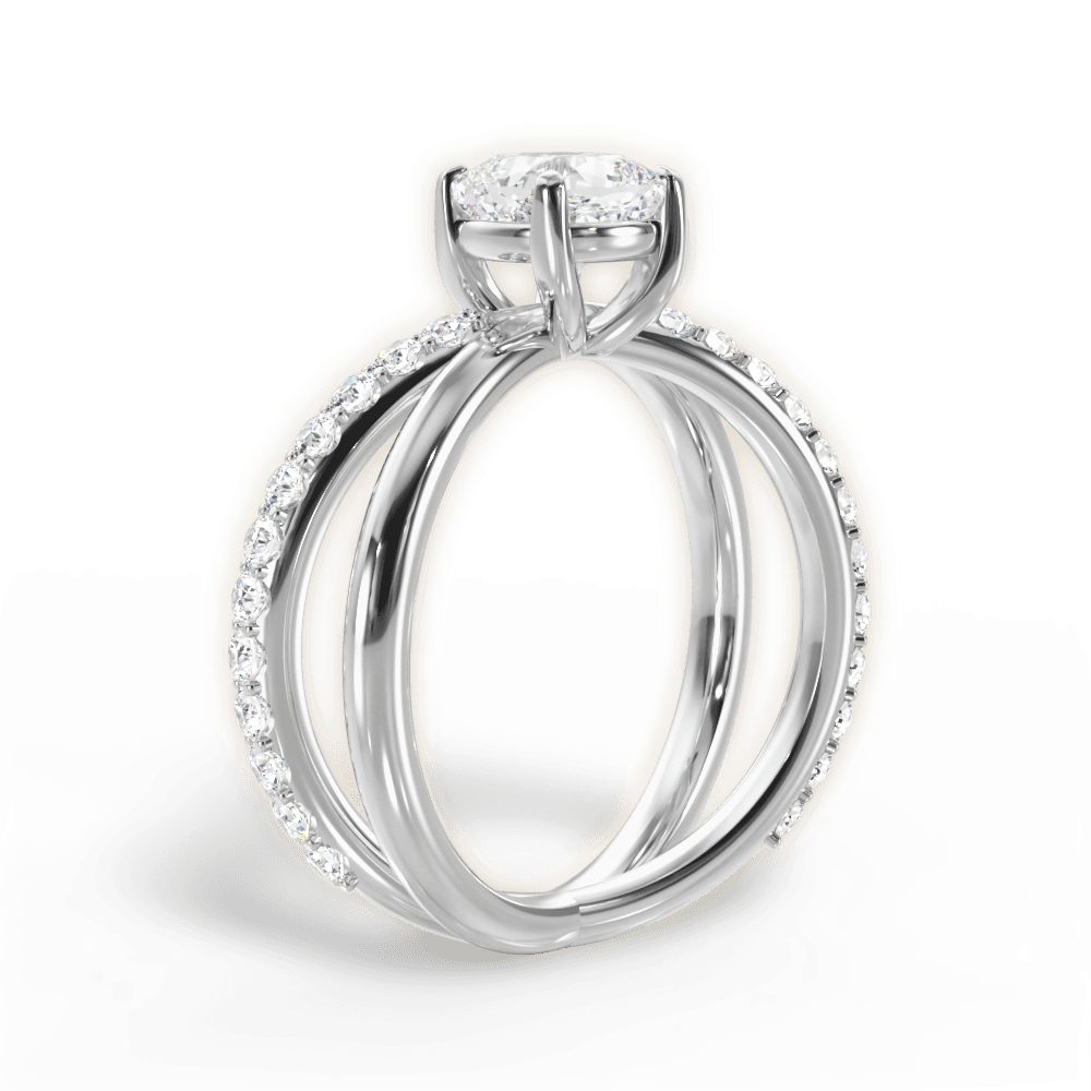 14kt White Gold/18kt White Gold/Platinum/cushion/front