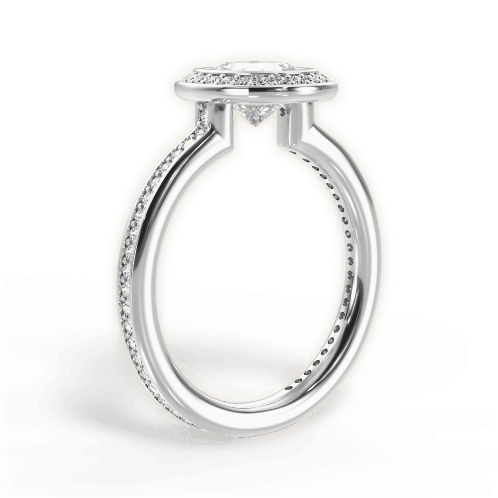 14kt White Gold/18kt White Gold/Platinum/cushion/front