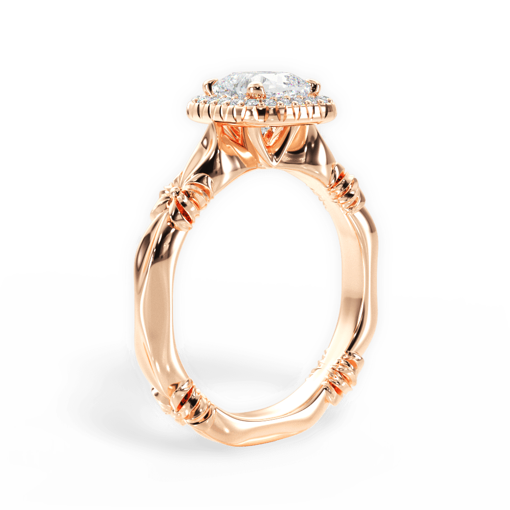 14kt Rose Gold/18kt Rose Gold/cushion/front