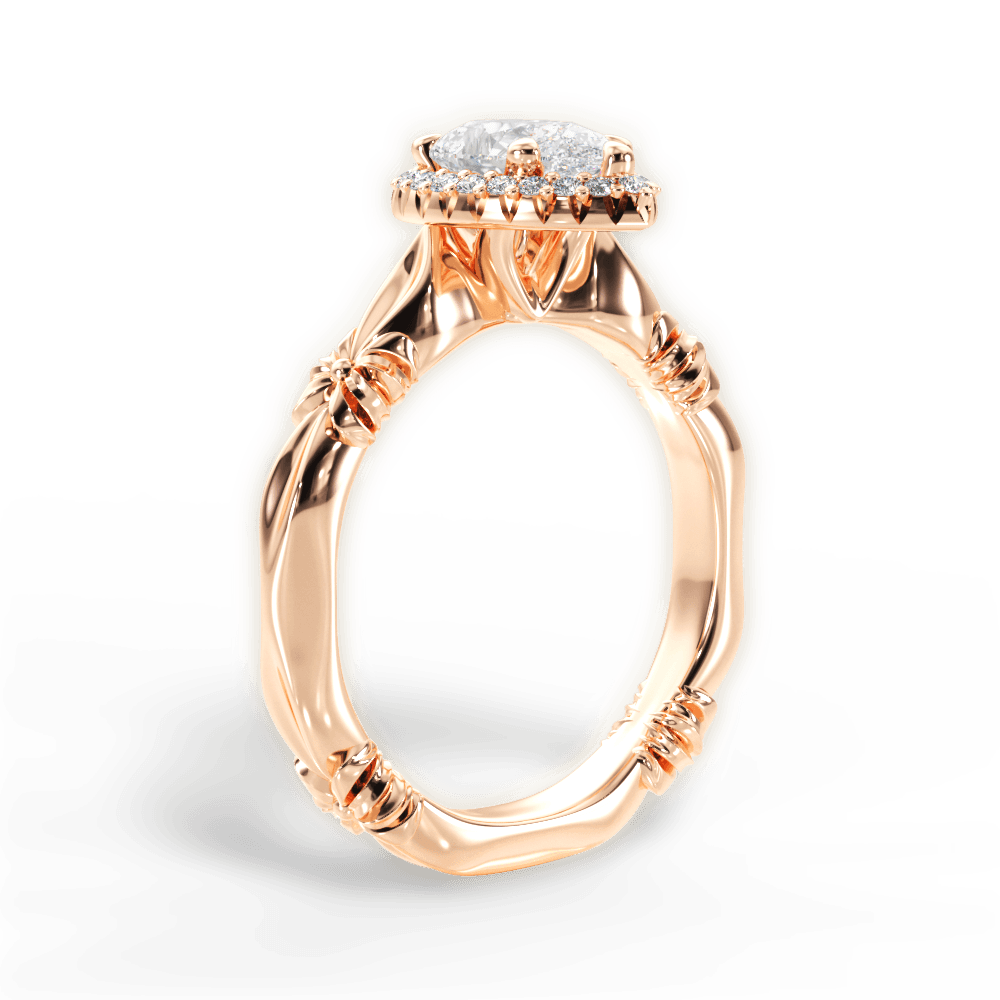 14kt Rose Gold/18kt Rose Gold/pear/front