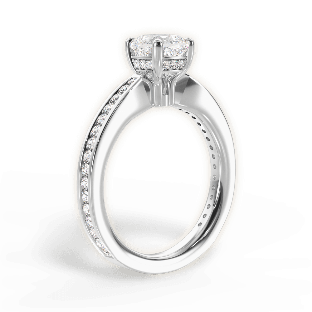 14kt White Gold/18kt White Gold/Platinum/cushion/front