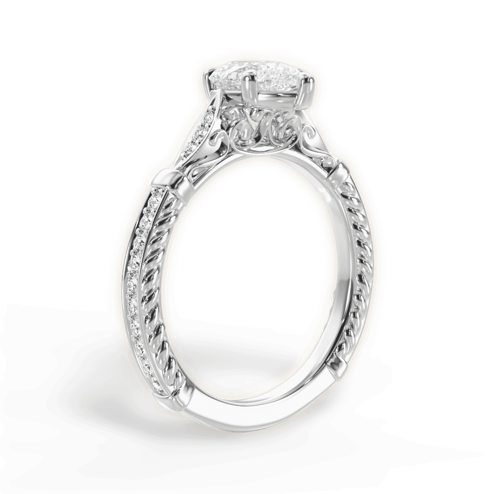 14kt White Gold/18kt White Gold/Platinum/pear/front