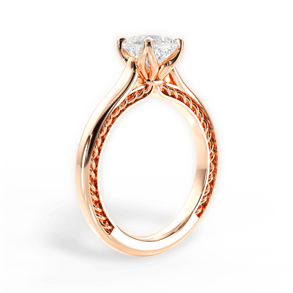 14kt Rose Gold/18kt Rose Gold/cushion/front