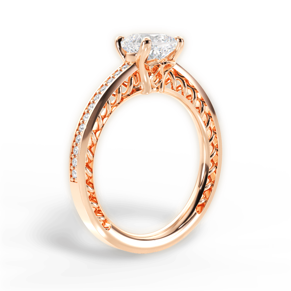 14kt Rose Gold/18kt Rose Gold/cushion/front