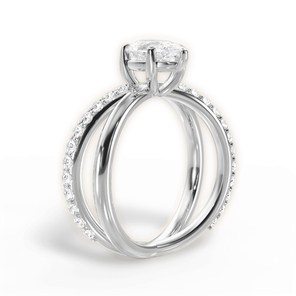 14kt White Gold/18kt White Gold/Platinum/pear/front