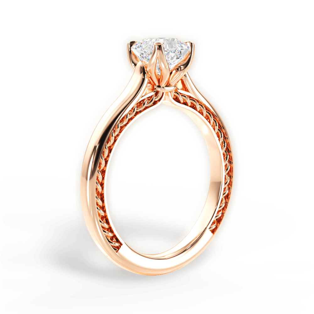 14kt Rose Gold/18kt Rose Gold/asscher/front