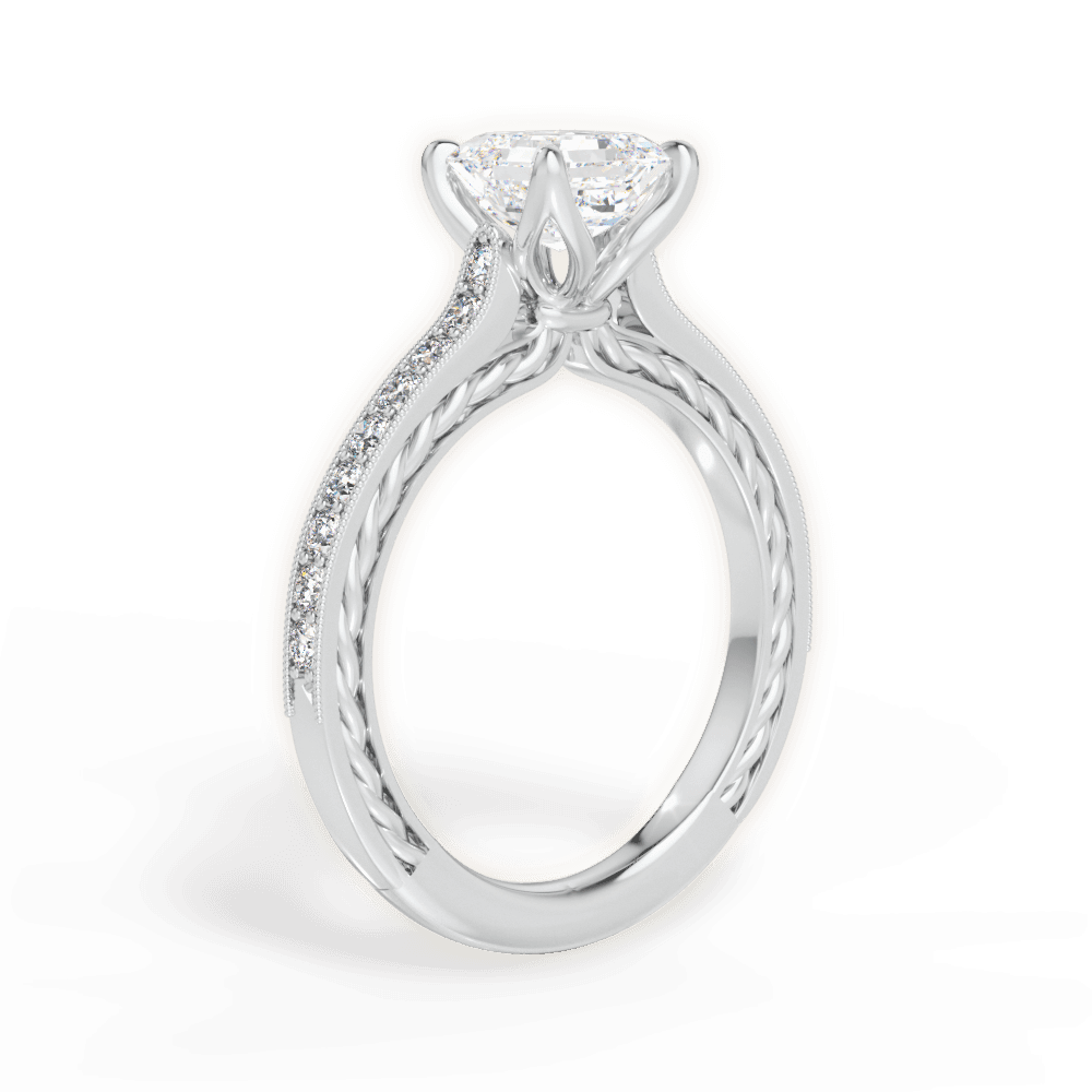 14kt White Gold/18kt White Gold/Platinum/asscher/front