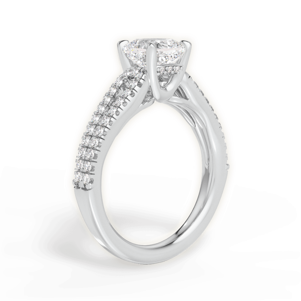 14kt White Gold/18kt White Gold/Platinum/cushion/front