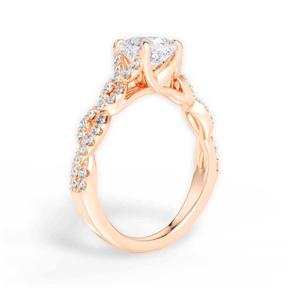 14kt Rose Gold/18kt Rose Gold/cushion/front