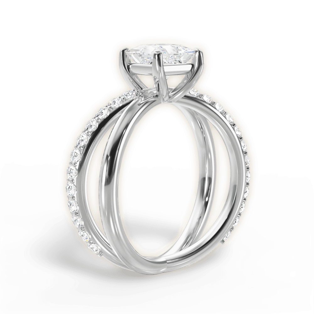 14kt White Gold/18kt White Gold/Platinum/princess/front