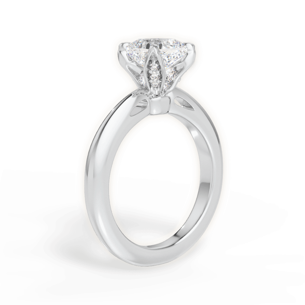 14kt White Gold/18kt White Gold/Platinum/cushion/front
