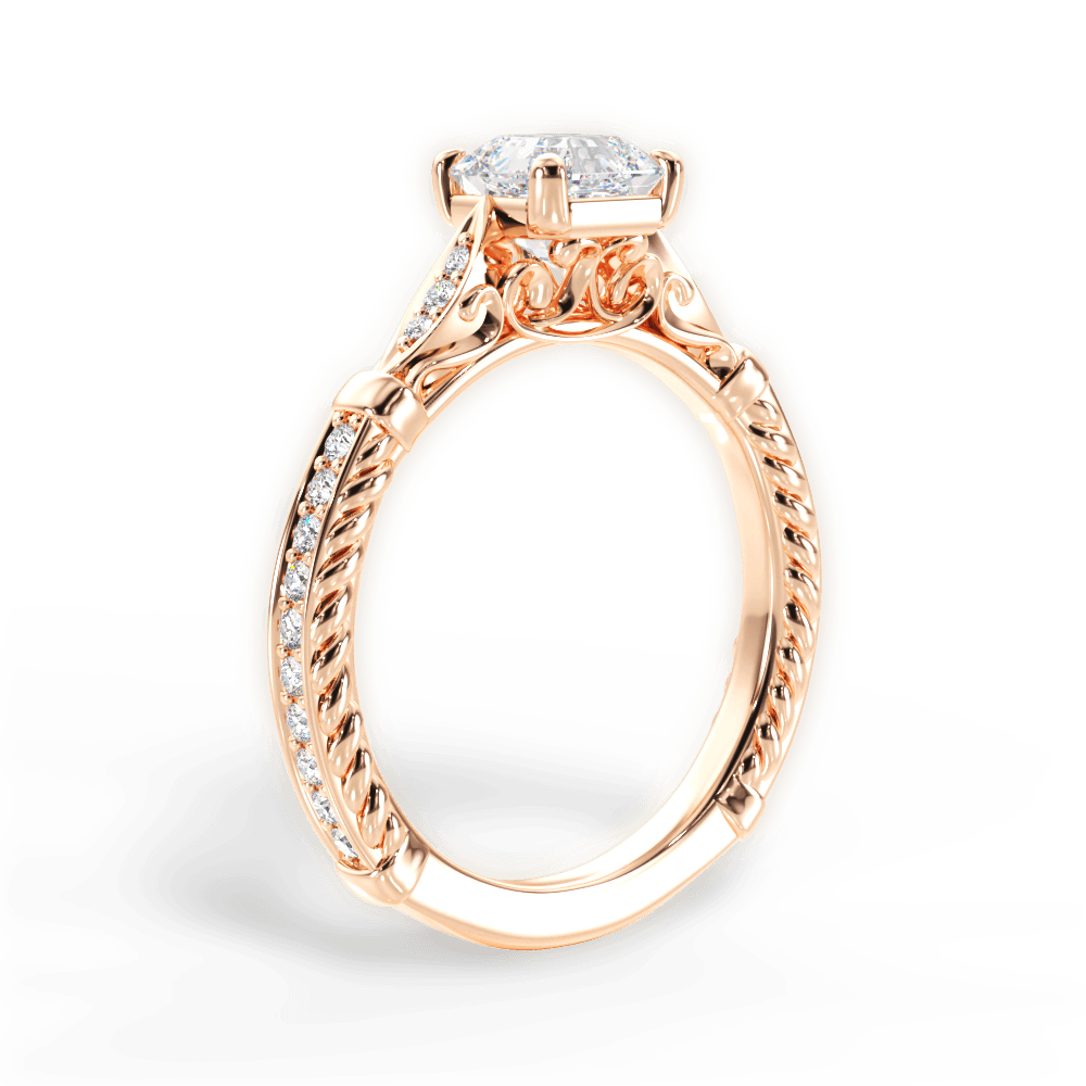 14kt Rose Gold/18kt Rose Gold/asscher/front