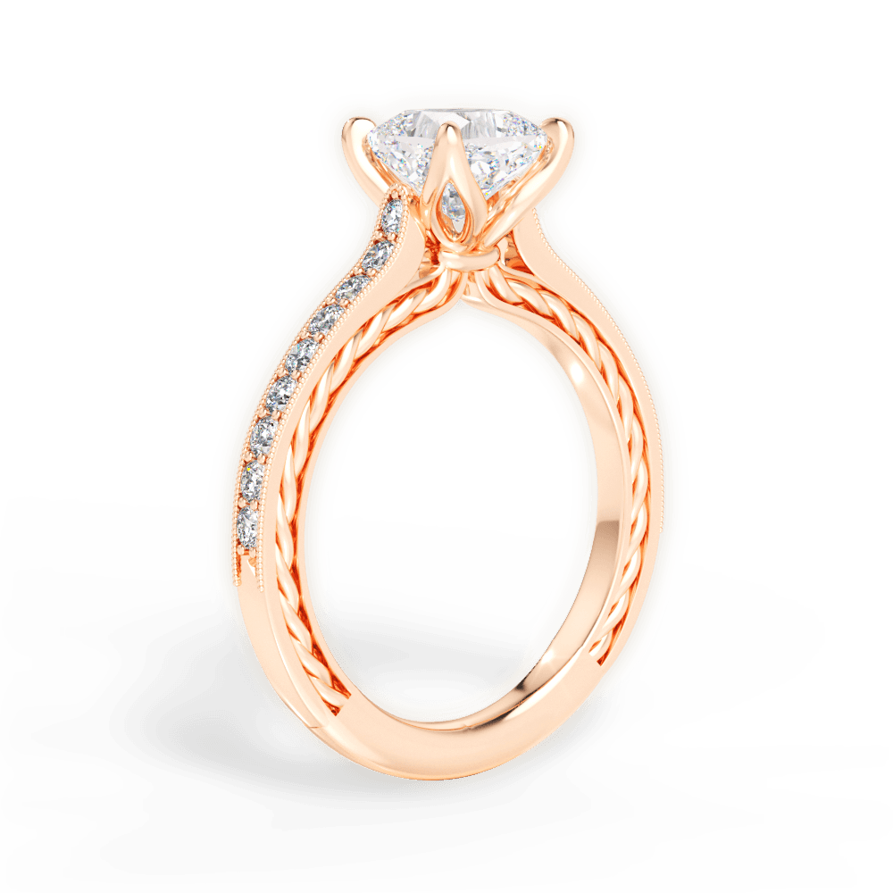 14kt Rose Gold/18kt Rose Gold/cushion/front