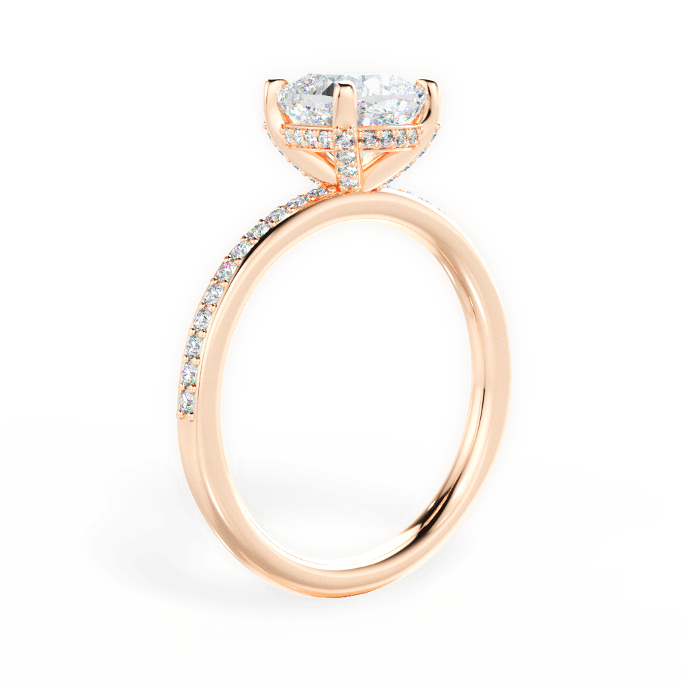 14kt Rose Gold/18kt Rose Gold/cushion/front
